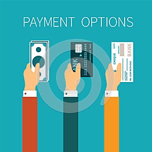 Vector concept of payment options in flat style photo