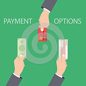 Vector concept of payment options in flat style