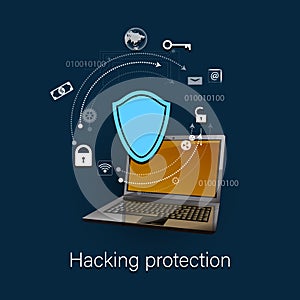 Vector concept of protection against hacking