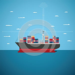 Vector concept of river ocean and sea freight shipping