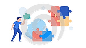 Team Assembling Puzzle Pieces Vector, vector design Generative AI