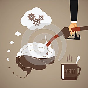 Vector concept of vigorous mind with coffee or caffeine photo