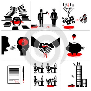 Vector conceptual bloody business icons set