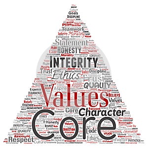 Vector conceptual core values integrity ethics