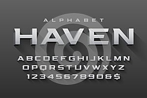 Vector condensed original display font design, alphabet