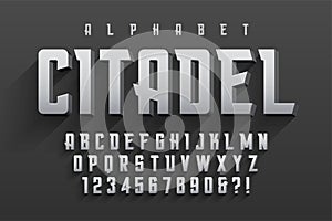 Vector condensed original display font design, alphabet, charact