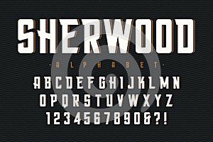 Vector condensed original display font design, alphabet, character set