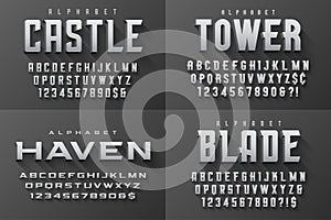 Vector condensed original display set of fonts design, alphabet