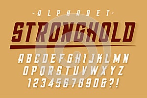 Vector condensed strong display font design, alphabet, character