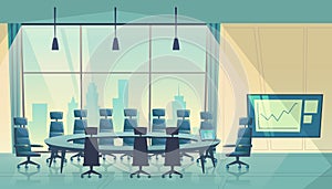 Vector conference hall for business, cartoon boardroom