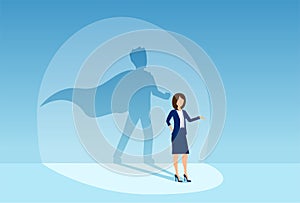 Vector of a confident businesswoman with a super businessman shadow