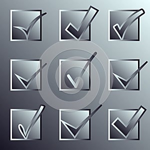 Vector confirm icons set. Yes icon. Check Mark