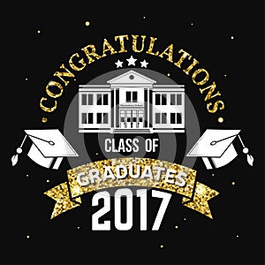 Vector Congratulations graduates Class of 2017 badge.