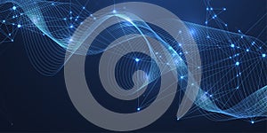 Vector connections of lines and dots. Technology banner template. Graphic abstract background communication. Minimal