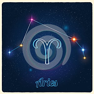 Vector constellation Aries with Zodiac sign