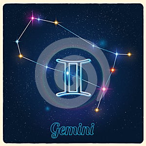 Vector constellation Gemini with the Zodiac sign