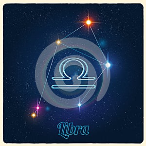 Vector constellation Libra with Zodiac sign
