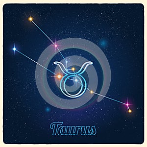 Vector constellation Taurus with the Zodiac sign
