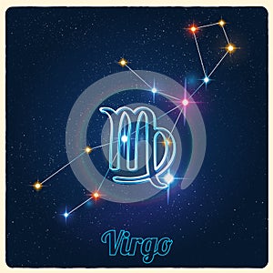 Vector constellation Virgo with Zodiac sign