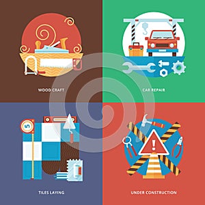 Vector constructing craft, services and decoration set for web design and mobile apps. photo