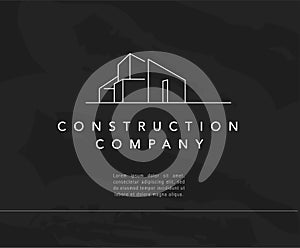 Vector construction company brand design template. Building company and architect bureau insignia, logo illustration