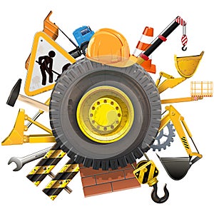 Vector Construction Concept with Wheel