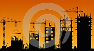 Vector construction worker silhouette at work