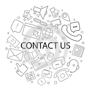 Vector Contact us pattern with word. Contact us background