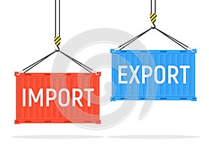 Vector container cargo port export import shipping isolated background metal container