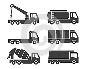 Vector container truck icon set