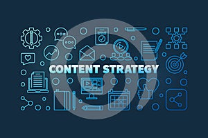 Vector Content Strategy blue linear horizontal illustration