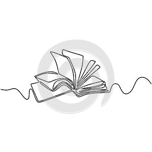 Vector continuous line drawing of book. Educational Idea concept minimalist design