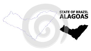 Vector Contour Dotted Map of Alagoas State with Name