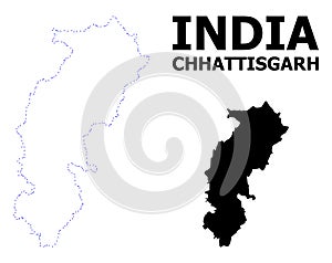 Vector Contour Dotted Map of Chhattisgarh State with Caption