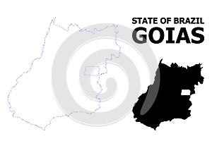 Vector Contour Dotted Map of Goias State with Caption