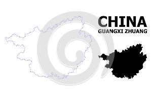 Vector Contour Dotted Map of Guangxi Zhuang Region with Caption