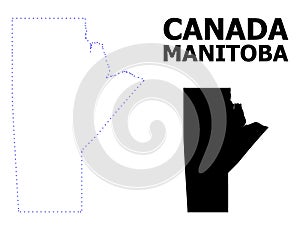 Vector Contour Dotted Map of Manitoba Province with Caption photo