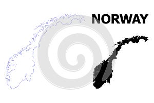 Vector Contour Dotted Map of Norway with Caption