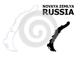 Vector Contour Dotted Map of Novaya Zemlya Islands with Name