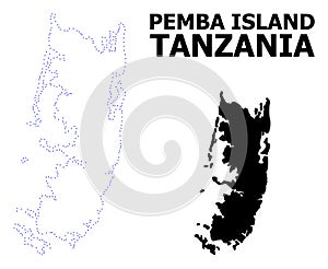 Vector Contour Dotted Map of Pemba Island with Name