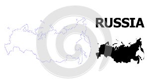 Vector Contour Dotted Map of Russia with Caption