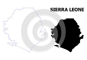 Vector Contour Dotted Map of Sierra Leone with Caption