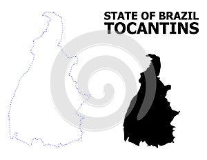 Vector Contour Dotted Map of Tocantins State with Caption