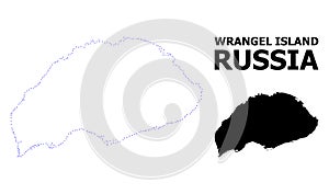 Vector Contour Dotted Map of Wrangel Island with Caption