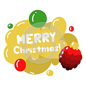 Vector conversational yellow balloon with the inscription merry Christmas with a bump isolated on a white background