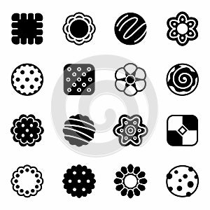 Vector Cookie, craker, biscuit icon set