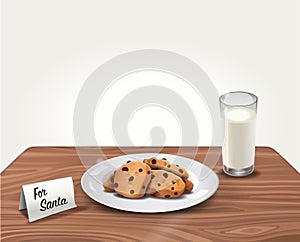 Vector Cookies and Milk for Santa Claus on Table