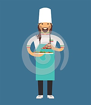 Vector cooking pizza chef vector illustration