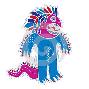 Vector cool cartoon crazy monster, simple weird creature. Clipart mythic character for use in graphic design and as mascot.