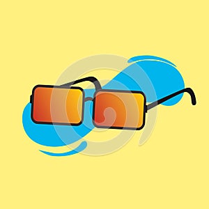 Vector of cool sun glasses with yellow background